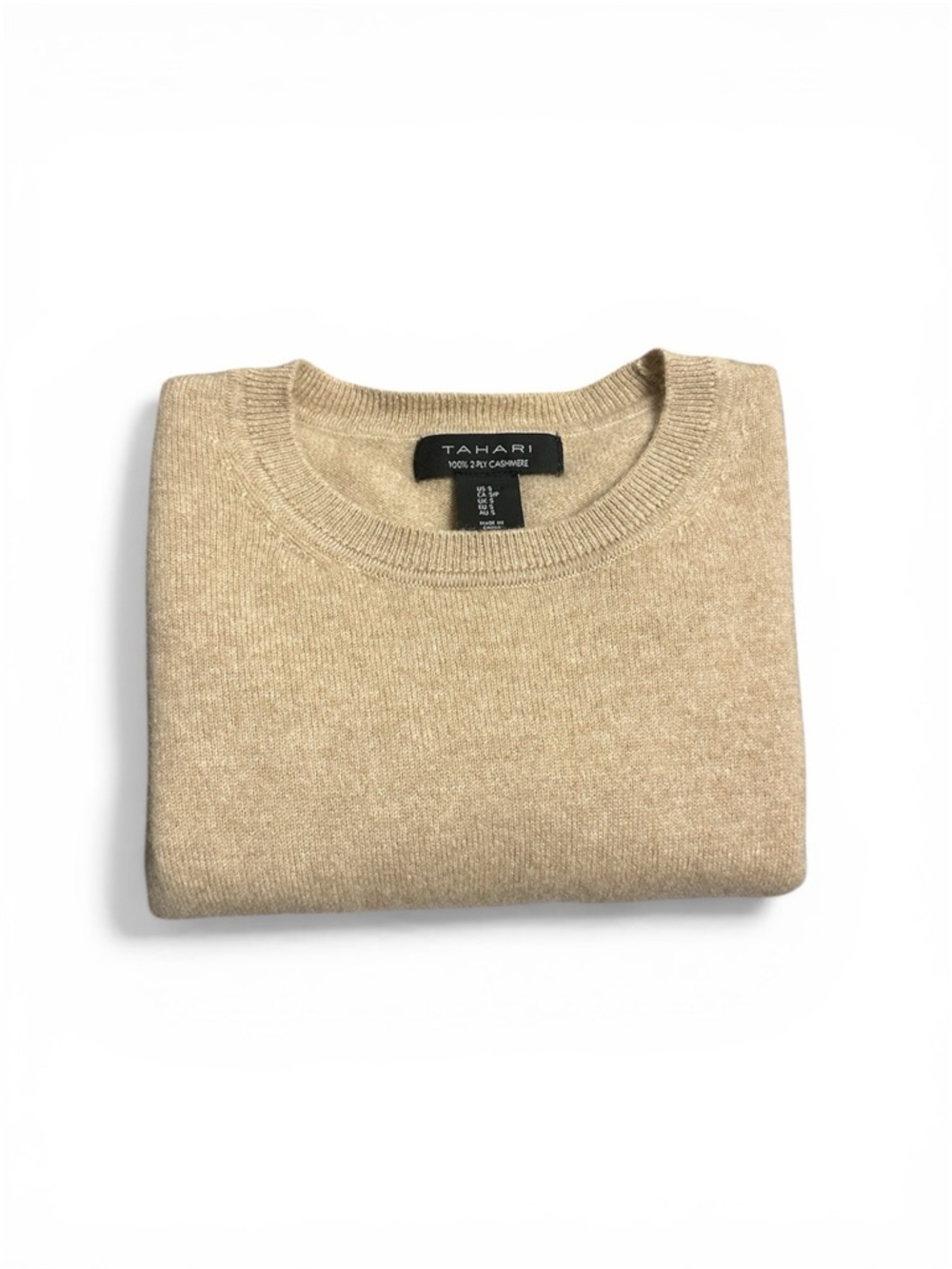 Cashmere Sweater Tahari 100% Small S Soft Neutral Crewneck - Picture 9 of 9